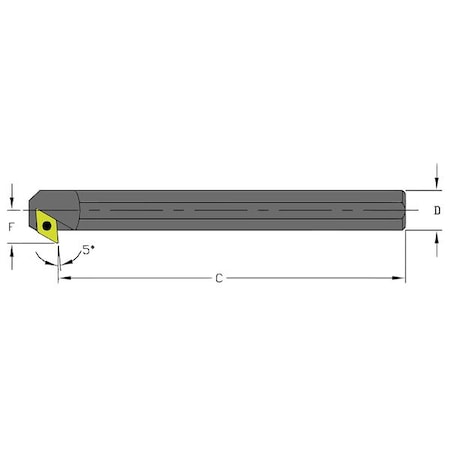 Indexable Boring Bar, A08M SDXCR2, 6 in L, High Speed Steel, 55 Degrees Diamond Insert Shape MPN:957-000-062
