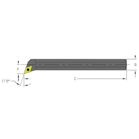 Indexable Boring Bar, S06K SDQCR2, 5 in L, High Speed Steel, 55 Degrees Diamond Insert Shape MPN:957-000-252