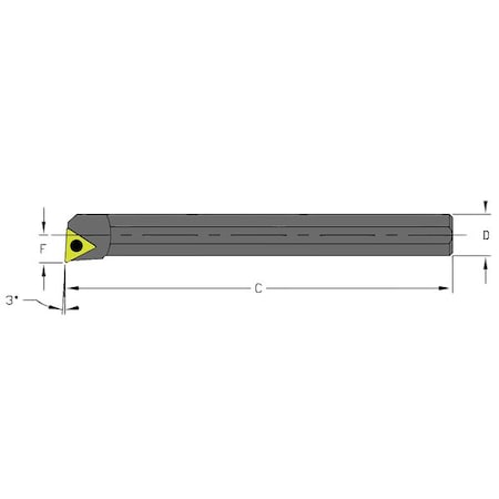 Indexable Boring Bar, S06K STUPR2, 5 in L, High Speed Steel, Triangle Insert Shape MPN:957-000-267