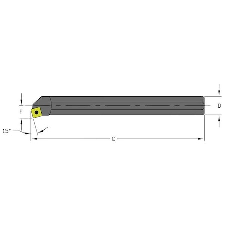 Indexable Boring Bar, S12Q SSKCR3, 7 in L, High Speed Steel, Square Insert Shape MPN:957-000-350