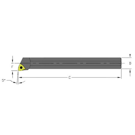Indexable Boring Bar, S16R SWLCL3, 8 in L, High Speed Steel, Trigon Insert Shape MPN:957-000-386