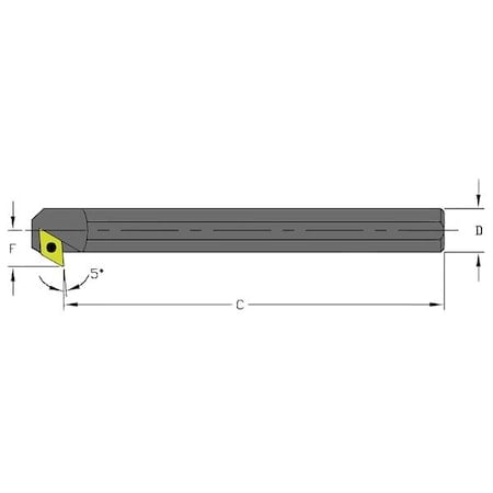 Indexable Boring Bar, S16X SDXCL3, 9 in L, High Speed Steel, 55 Degrees Diamond Insert Shape MPN:957-000-402