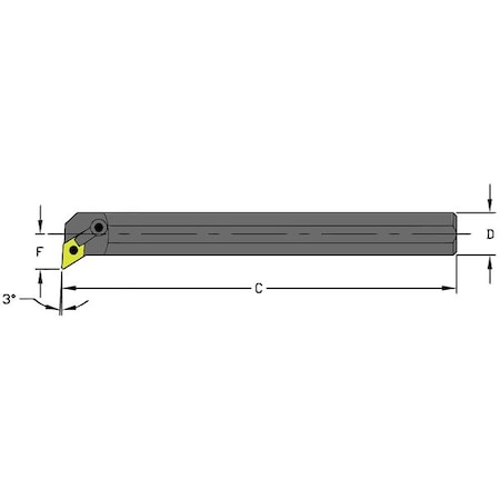 Indexable Boring Bar, S20T MDUNR3, 12 in L, High Speed Steel, 55 Degrees Diamond Insert Shape MPN:957-000-416