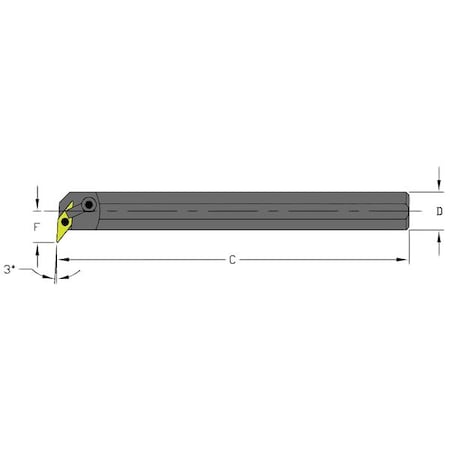 Indexable Boring Bar, S24U MVUNR3, 14 in L, High Speed Steel, 35 Degrees Diamond Insert Shape MPN:957-000-437