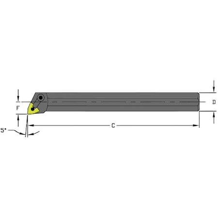 Indexable Boring Bar, S32V MWLNR4, 16 in L, High Speed Steel, Trigon Insert Shape MPN:957-000-445