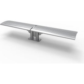 UltraSite® Phoenix 8' Double Cantilever Steel Bench without Back In-Ground Mount Gray 68S-HS4