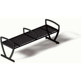 UltraSite® Augusta 6' Outdoor Bench without Back & with Side Armrests Surface Mount Black 94-HS6
