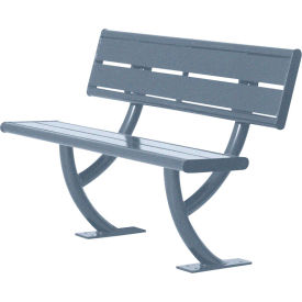 UltraSite® Hartford 4' Bench with Back In-Ground Mount Gray 11S-HS4