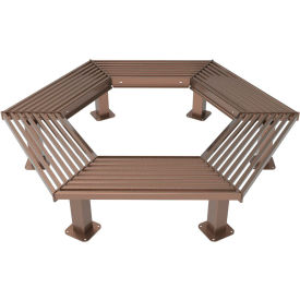 UltraSite® 8' Hexagon Tree Bench In-Ground Mount Brown 88S-S8