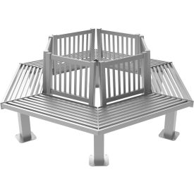 UltraSite® 8' Hexagon Tree Bench with Back In-Ground Mount Gray 89S-S8