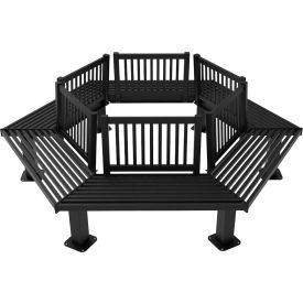 UltraSite® 9' Hexagon Tree Bench with Back Surface Mount Black 89SM-S9