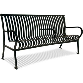 UltraSite® Hamilton Slat Bench w/ Back Surface Mount 4'L Black 91-S4-BLK