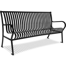 UltraSite® Hamilton Slat Bench w/ Back Surface Mount 6'L Black 91-S6-BLK