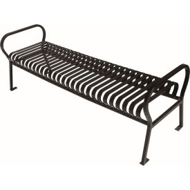 UltraSite® Hamilton Horizontal Slat Bench w/o Back Surface Mount 6'L Black 92-HS6-BLK