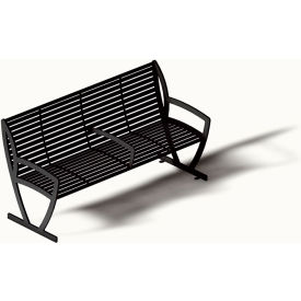 UltraSite® Augusta 6' Outdoor Bench with Back Side & Center Armrests Surface Mount Black 93C-HS6