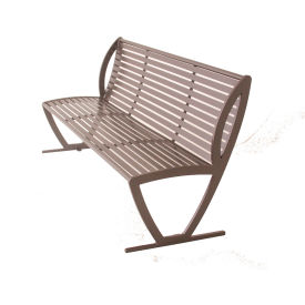 UltraSite® Augusta 6' Outdoor Bench with Back & without Side Armrests Surface Mount Brown 93N-HS6