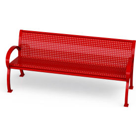 UltraSite® Wilmington 8' Bench with Back Square Punched Surface Mount Red 974-SP8