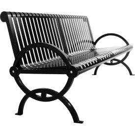 UltraSite® Durham Vertical Powdercoated Steel Slat Bench w/ Back Surface Mount 4'L Black 99-S4-BLK