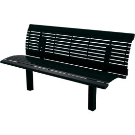 UltraSite® Richmond Horizontal Slat Bench w/ Back & Arm Rests In Ground Mount 6'L Black BLK-81CS-HS6-BLK