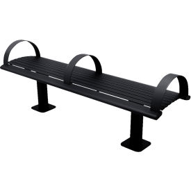 UltraSite® Richmond Horizontal Slat Bench w/o Back & Arm Rests In Ground Mount 6'L Black BLK-82CS-HS6-BLK