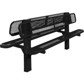 UltraSite® Double Sided Bench Diamond Seat In Ground Mount 6'L Black BLK-962S-V6-BLK