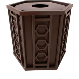 UltraSite® Huntington Receptacle 36 Gallon 51-HXFT w/Flat Lid - Brown 51-HXFT