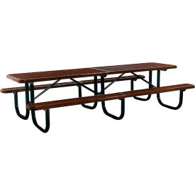 UltraSite® 10' Extra Heavy Duty Shelter Picnic Table Surface Mount Expanded Metal Brown 238-3-V10