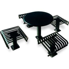 UltraSite® Hamilton Round Picnic Table Inground Mount Steel Black 36
