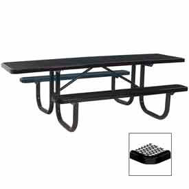 8' Double Sided Heavy Duty Picnic Table ADA Compliant Diamond Metal Black PBK238H-V8BK