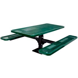 6' Rectangular Single Pedestal Picnic Table Expanded Metal Surface Mount Green PBK337SM-V6G