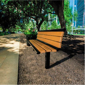 UltraSite® Richmond 6' Recycled Bench with Back In-Ground Mount Brown 61S-BRN6
