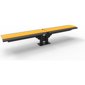 UltraSite® Phoenix 8' Double Cantilever Recycled Plastic Bench w/o Back In-Ground Mount Brown 68S-BRN4