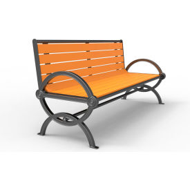 UltraSite® Durham 4' Recycled Bench with Back Portable/Surface Mount Brown 99-BRN4