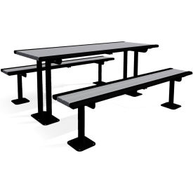 UltraSite® Richmond Rectangular Picnic Table Multi-Pedestal Recycled Plastic Brown 72