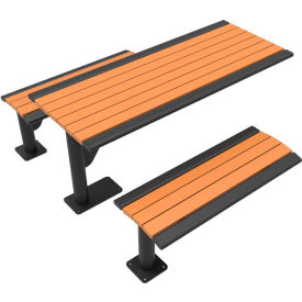 UltraSite® Phoenix 6' Cantilever Recycled Table with Backless Benches Surface Mount Brown 65SM-BRN6