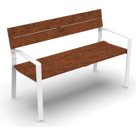 UltraSite® New Haven 8' Ash Wood Bench with Back & Armrests Brown P420-TMA8