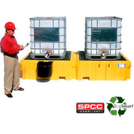 UltraTech Ultra-Twin IBC Spill Pallet® 1145 with Drain & 1 Right Side Bucket Shelf 1145