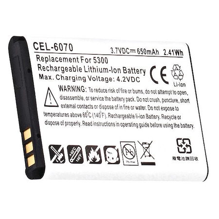 Battery 3.7 Volt Lithium Ion Ultralast Cellular Phone/Smart Phone Battery MPN:CEL-6070