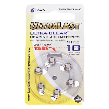 Battery 1.35 Volt Zinc Air Ultralast Hearing Aid Battery MPN:UL10HA