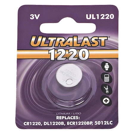 Battery 3 Volt Lithium (CR) Ultralast Lithium Battery MPN:UL1220