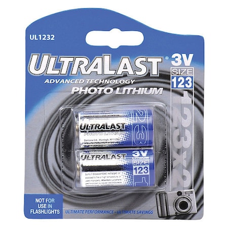 NABC UltraLast UL123-2 Lithium Photo Camera Battery - 3V DC MPN:UL1232