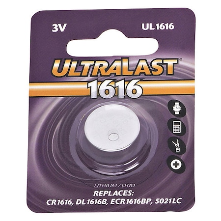 NABC UL-1616 UltraLast Lithium Manganese Dioxide Button Cell Battery MPN:UL1616