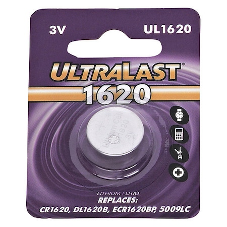 Battery - 60 mAh - 3 V DC - 1-/ Pack MPN:UL1620