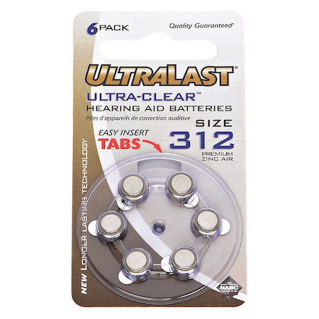 NABC UltraLast UL312HA Zinc Air Size 312 Ultra Clear Hearing Aid Battery - Zinc Air MPN:UL312HA