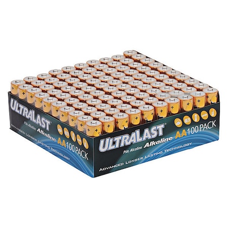 General Purpose Alkaline Battery, AA Size, 1.5 V DC, Includes 100 MPN:ULA100AAB
