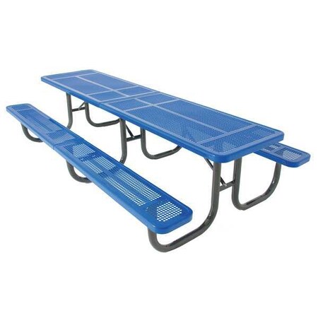 Rectangle Shelter Picnic Table, Blue, Perforated Metal, 144-1/8 in L, 30-1/4 in H Overall Dot MPN:238-3-P12-Blue