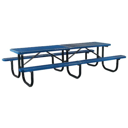 Rectangle Shelter Picnic Table, Blue, Expanded Metal, 120-1/8 in L, 30-1/4 in H Overall MPN:238-3-V10-Blue