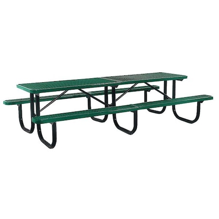 Rectangle Shelter Picnic Table, Green, Expanded Metal, 120-1/8 in L, 30-1/4 in H Overall MPN:238-3-V10-Green