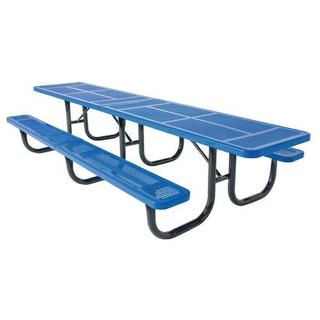 Rectangle Shelter Picnic Table, Blue, Perforated Metal, 144 in L, 30-1/4 in H Overall Dot MPN:238H-3-P12-Blue