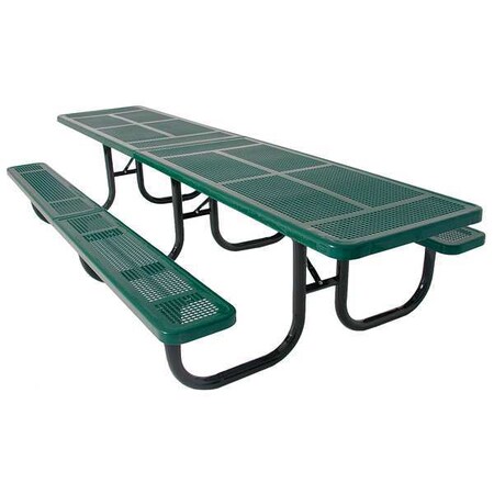 Rectangle Shelter Picnic Table, Green, Perforated Metal, 144 in L, 30-1/4 in H Overall Dot MPN:238H-3-P12-Green